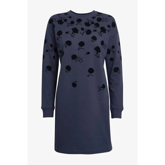 Boden Jasmine Sweatshirt Dress Textured Felt Navy Blue Long Sleeve Womens Size 4 - Picture 1 of 12